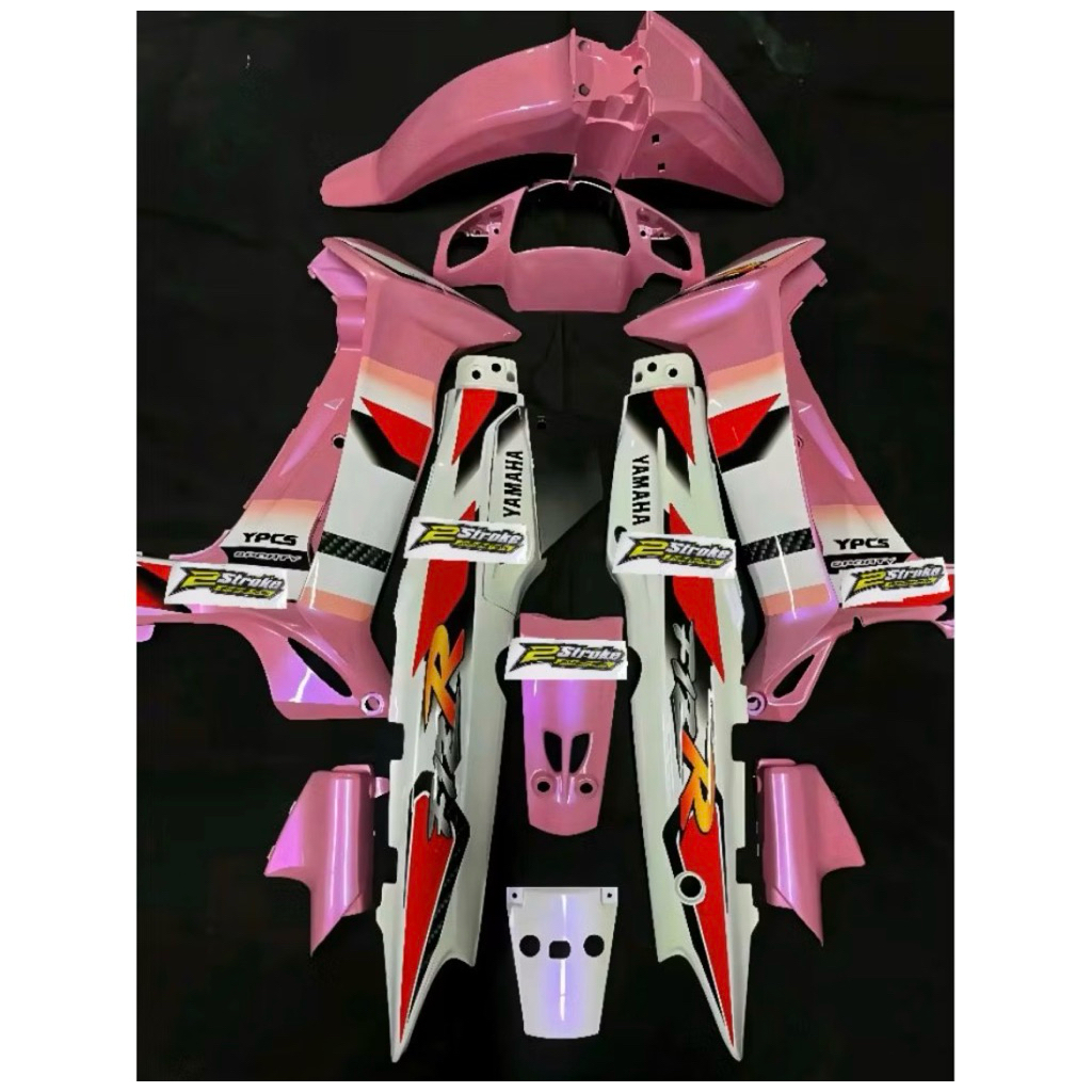FULLSET BODY HALUS YAMAHA FIZ R VEGA R LAMA WARNA PINK PUTIH LEMBAYUNG UNGU SET STRIPING