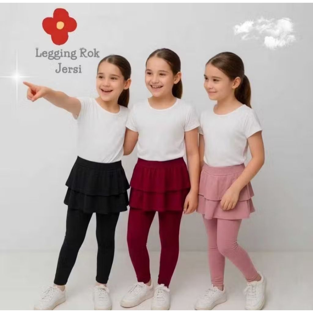 Legging Anak Perempuan Rok Ruffle / Celana Panjang Rok Tumpuk Modis Usia 3-12thn Termurah