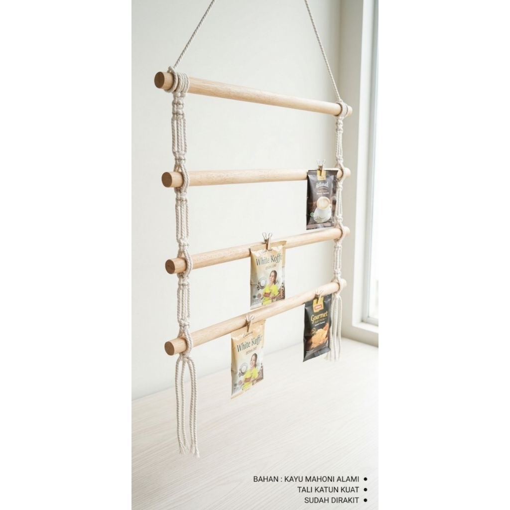 Rak Jajan Gantung Kayu Minimalis / Gantungan Snack Warung Serbaguna / Rak Display Snack Aesthetic  /