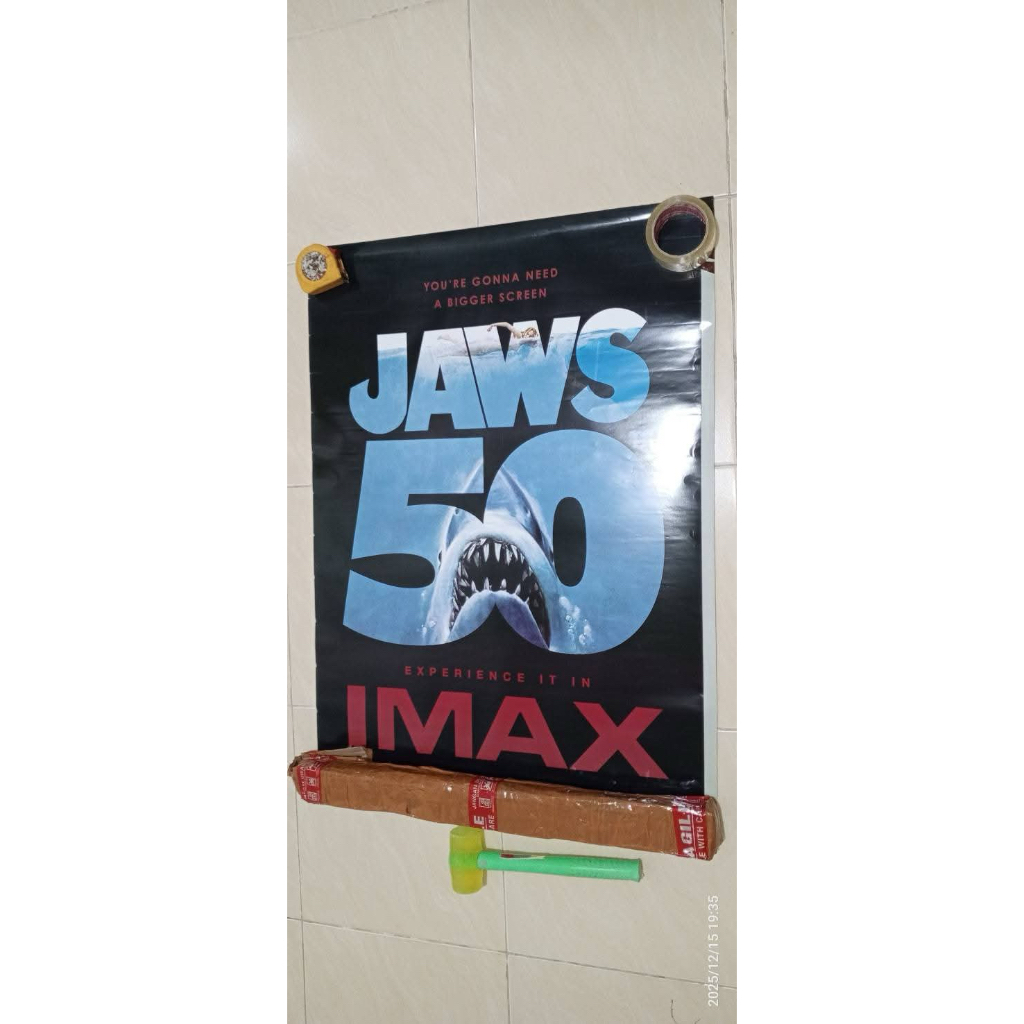 POSTER ORIGINAL MOVIE - FILM JAWS - EX BIOSKOP
