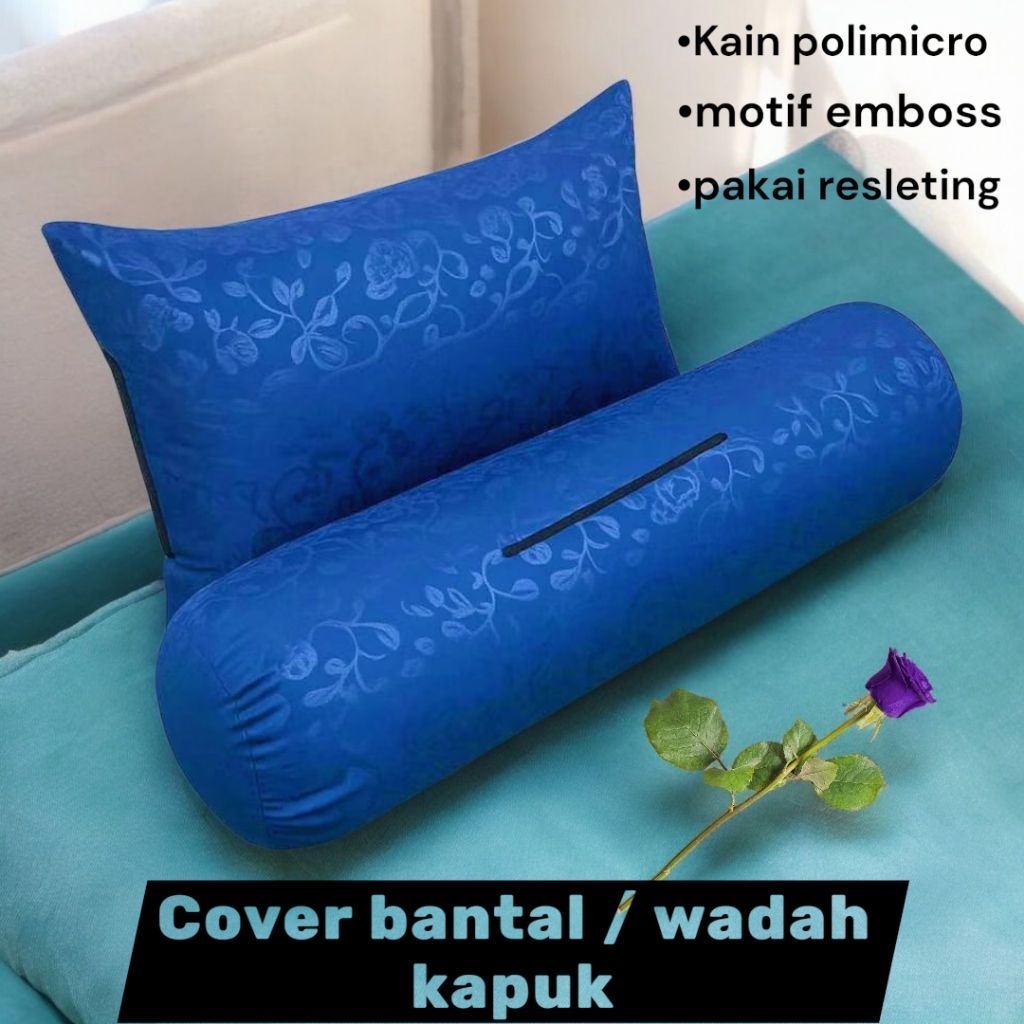 Cover bantal/ wadah kapuk set 2 bantal 1 guling kain polimikro motif emboss