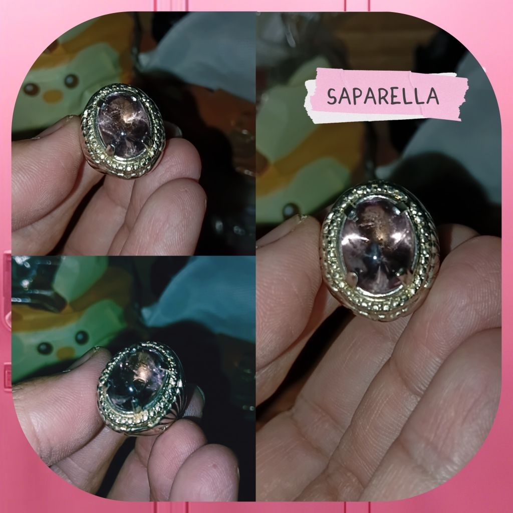 Cincin Batu Kecubung Saparella kecubung kalimantan asli natural amethyst