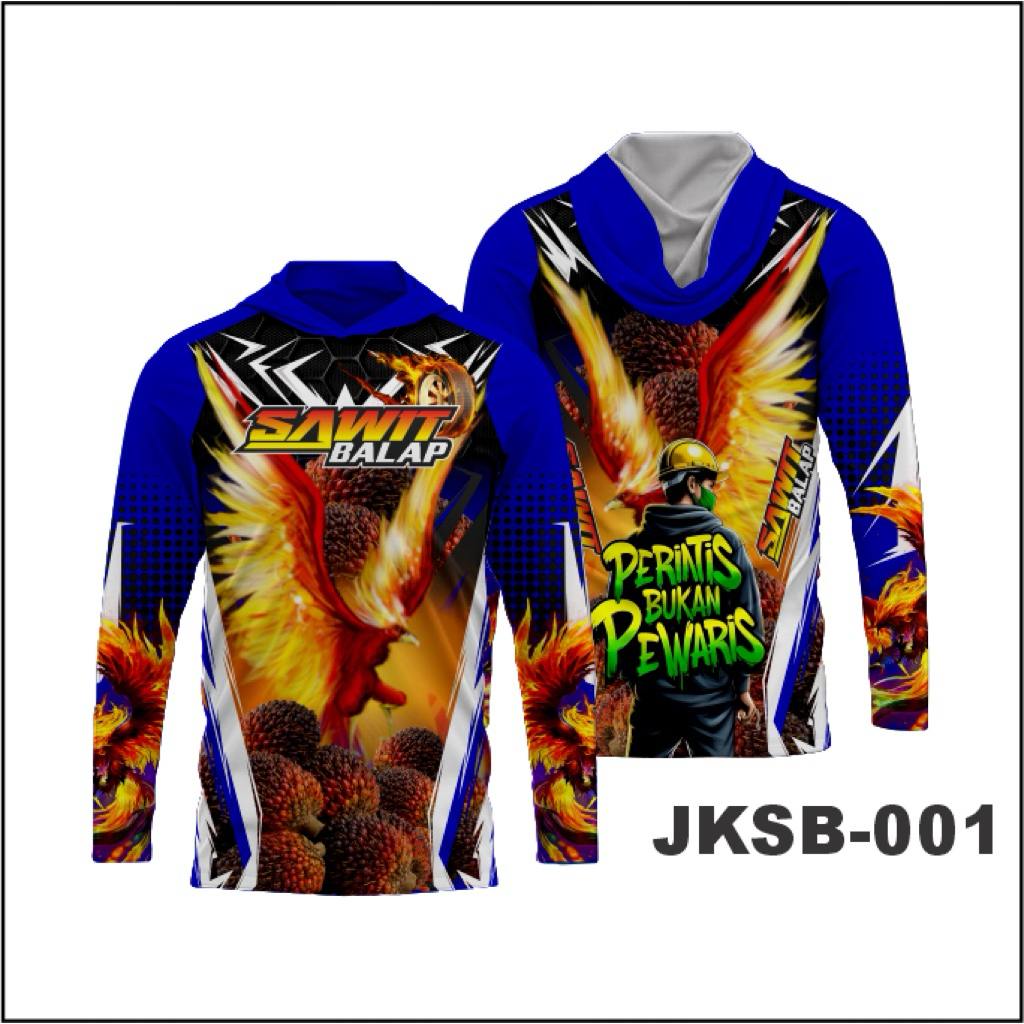 Jersey Baju Kaos Sawit Balap Lengan Panjang Full Printing