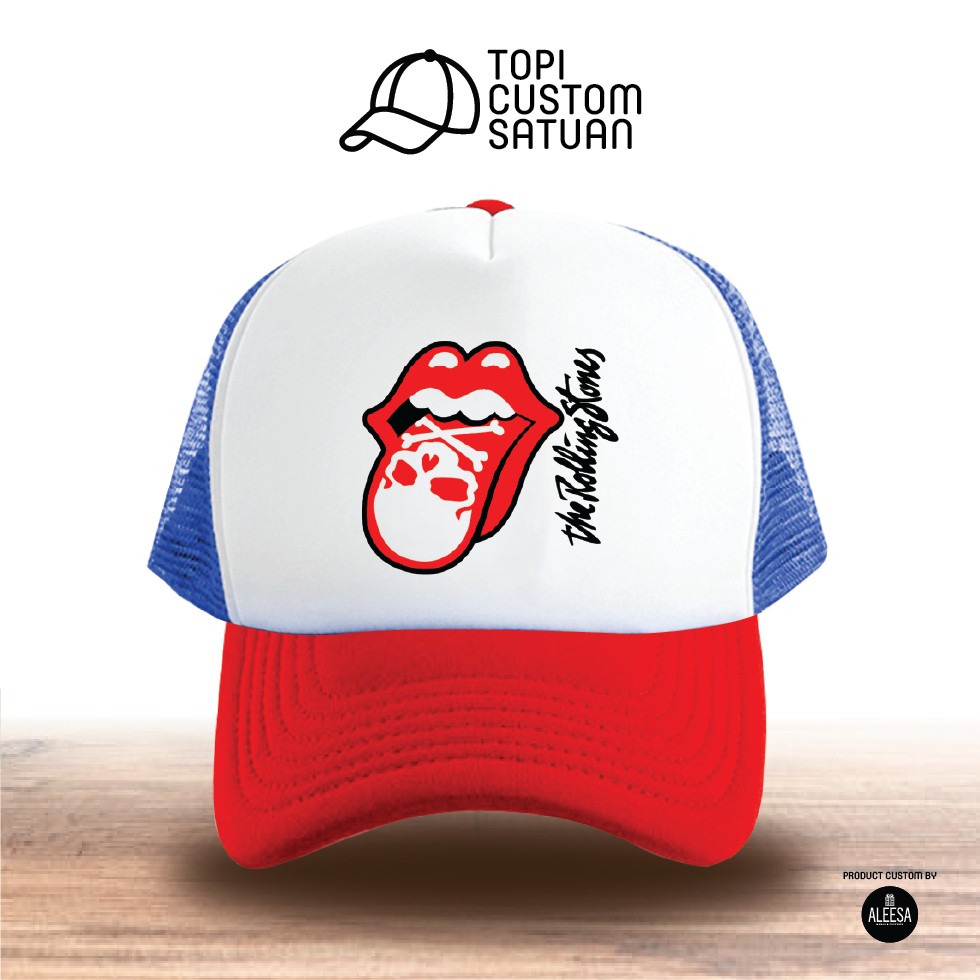 Topi custom satuan untuk remaja dan dewasa /topi band/rolling stones 2