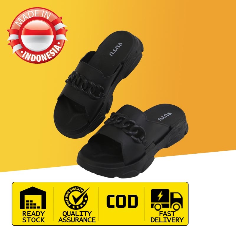 YUTU Sandal Wanita Terbaru 2025 Original Sandal Selop Karet Polos Empuk Wanita Import Sandal Cewek K