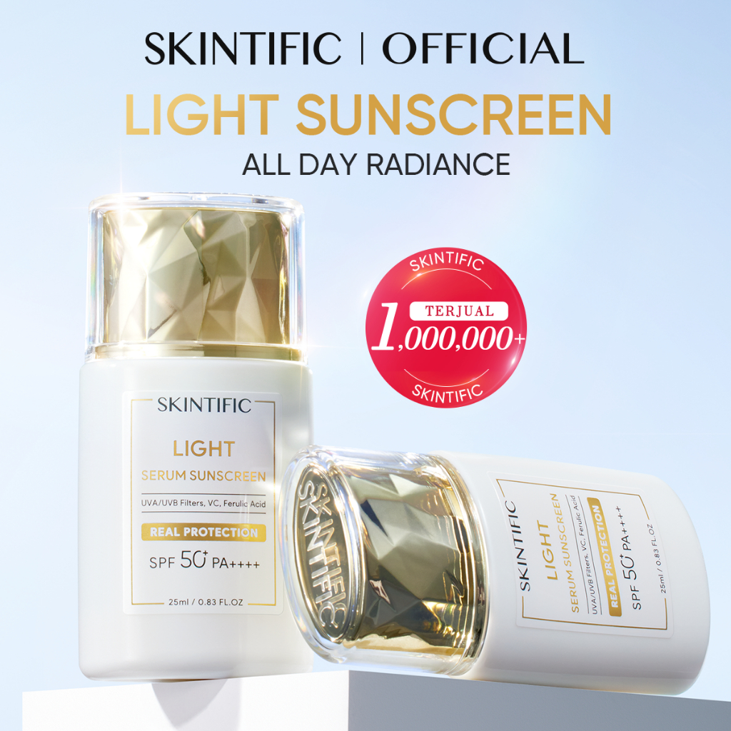 SKINTIFIC - Light Serum Brightening SPF50+ Sunscreen Wajah PA++++ Tidak whitecast Non-Comedogenic 25