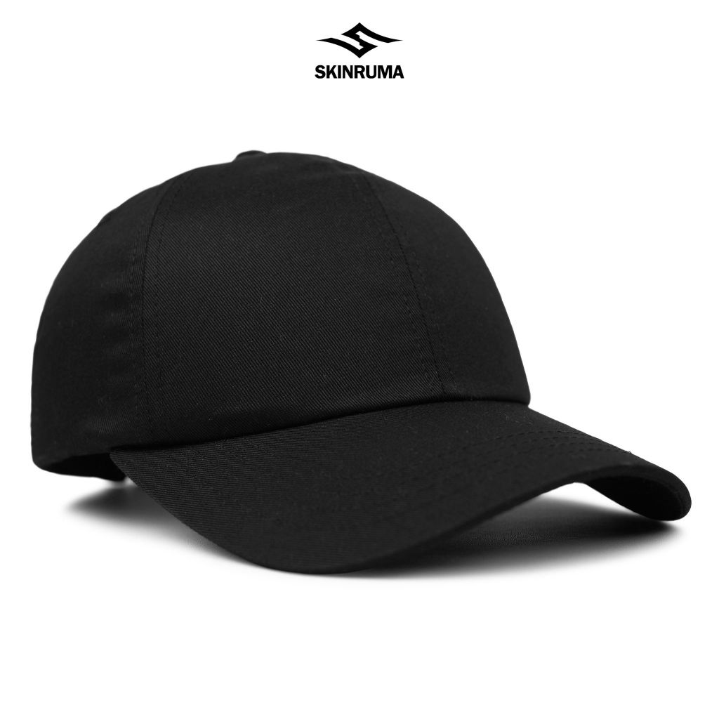 SKINRUMA Topi Baseball Polos Polo Cap Basic Premium Unisex Pria Wanita Hitam Black / Topi Bisbol Kek