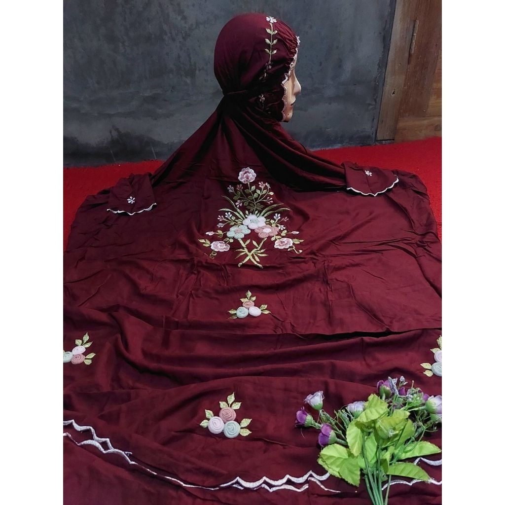 MUKENA DEWASA RAYON TILE TERUSAN MOTIF BUNGA TILE
