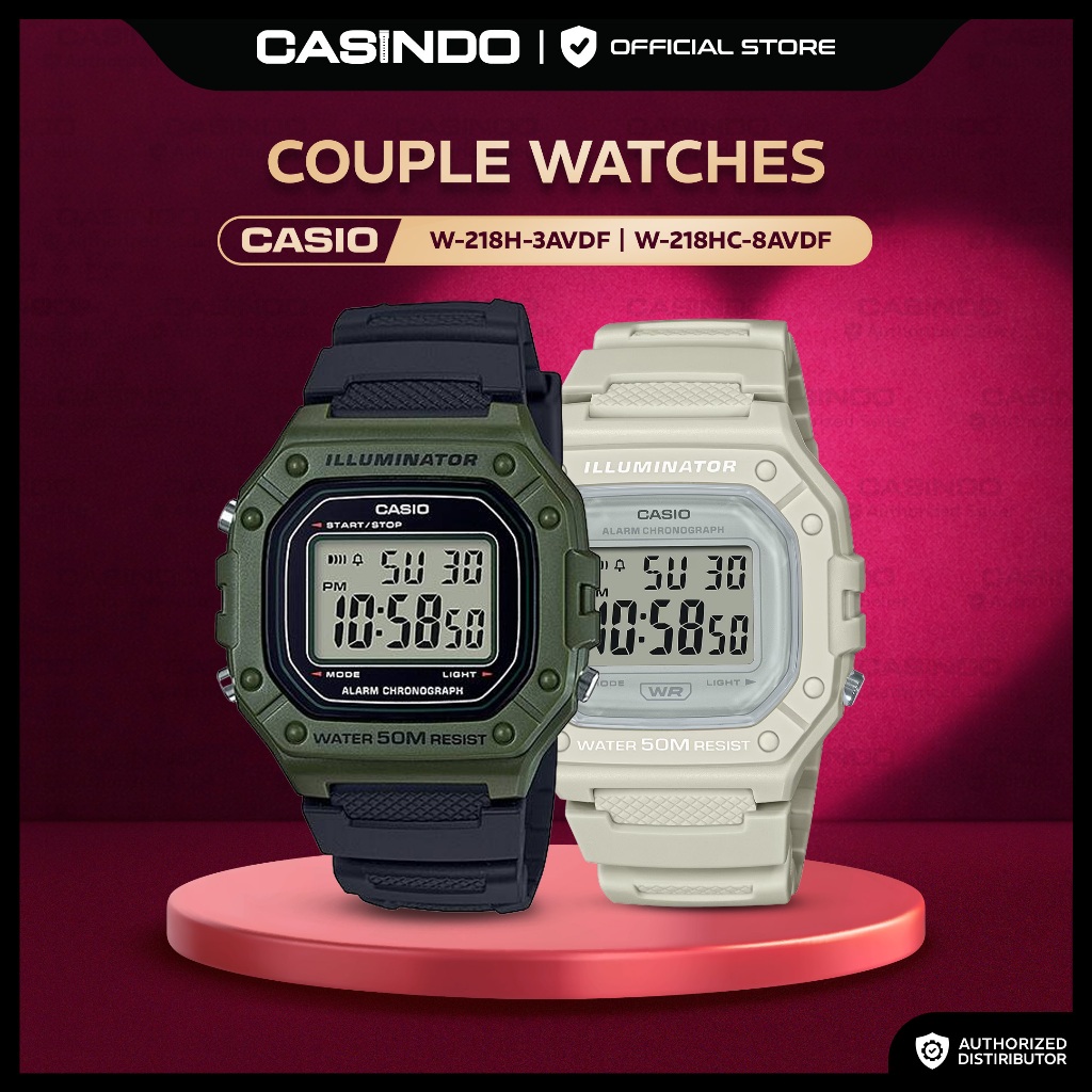 Jam Tangan Couple Casio W-218H-3AVDFxW-218HC-8AVDF