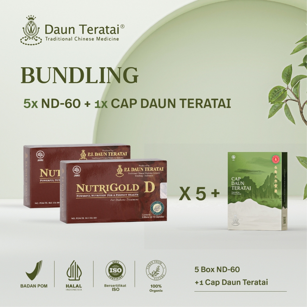 DAUN TERATAI - Paket Bundling 5 Box Nutrigold D (ND-60) + 1 Box Cap Daun Teratai (CDT) - Obat Kanker
