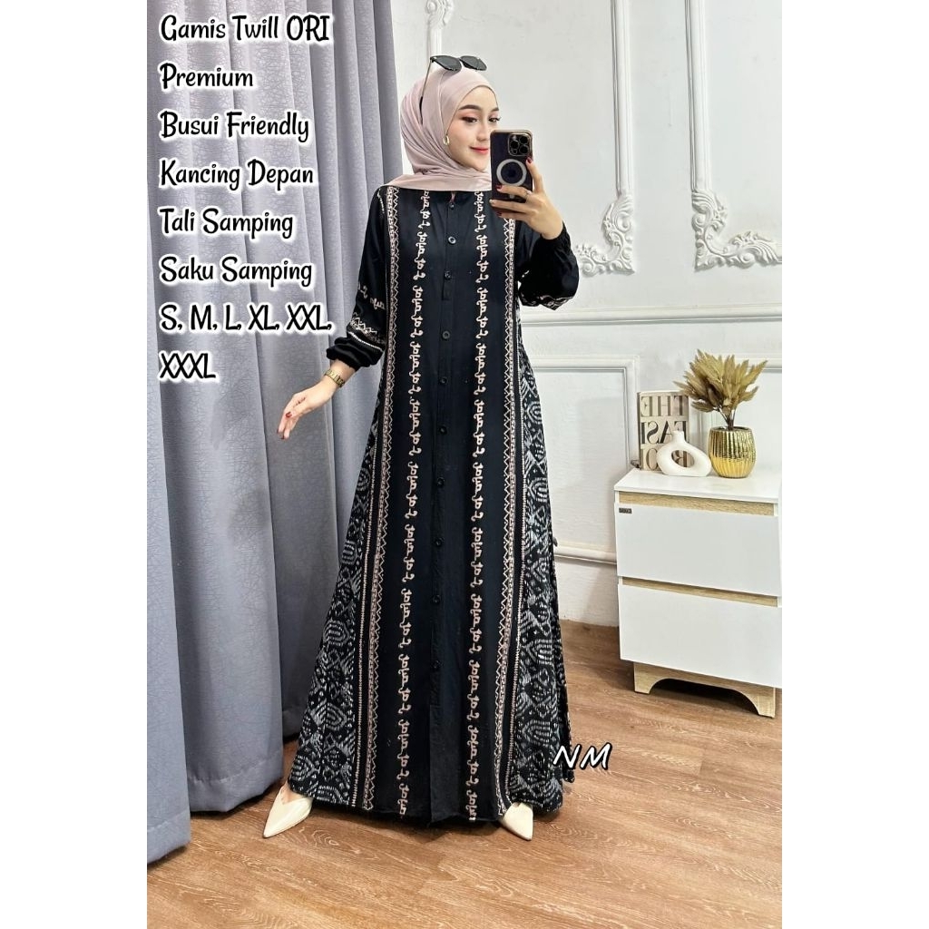 gamis twill ori terbaru hitam arab