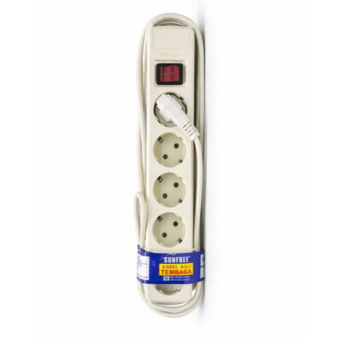 Stop Kontak Kabel 3 Meter Switch On Off Sunfree - Cok Sambung Saklar 5 Lubang