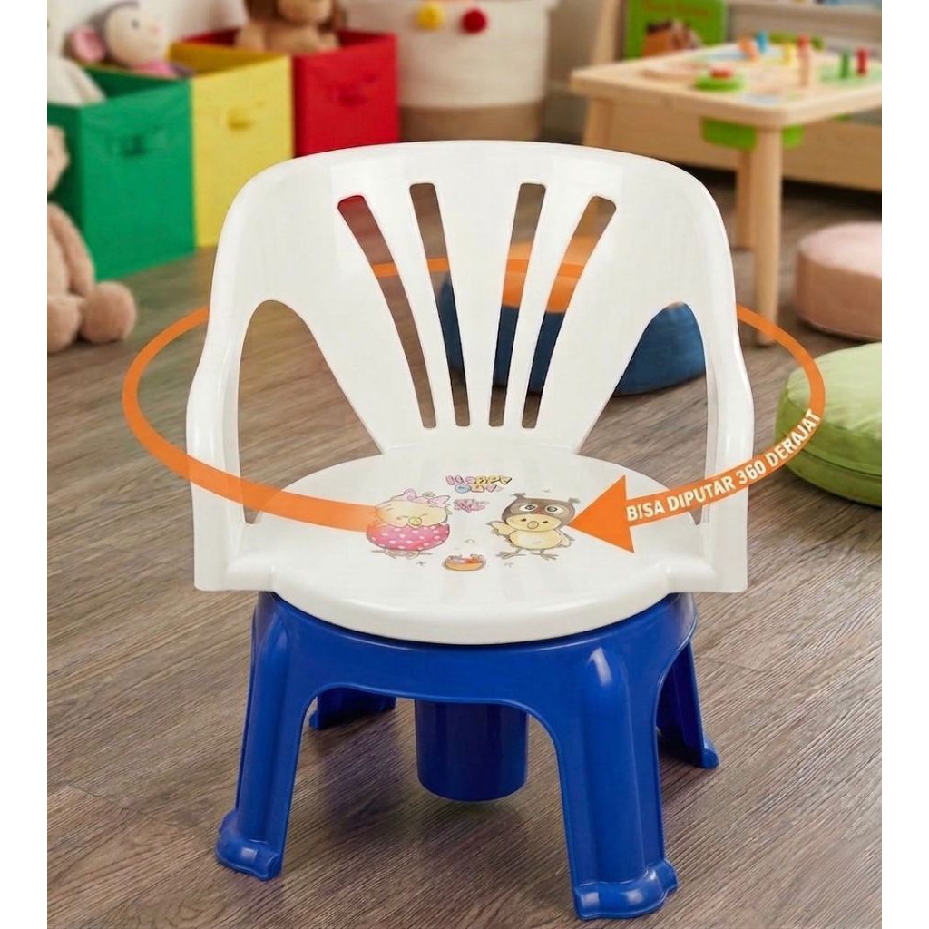 KURSI PUTAR ANAK 360 DERAJAT/KURSI PLASTIK ANAK LUCU ANTI SLIP DIAMETER 28CM.