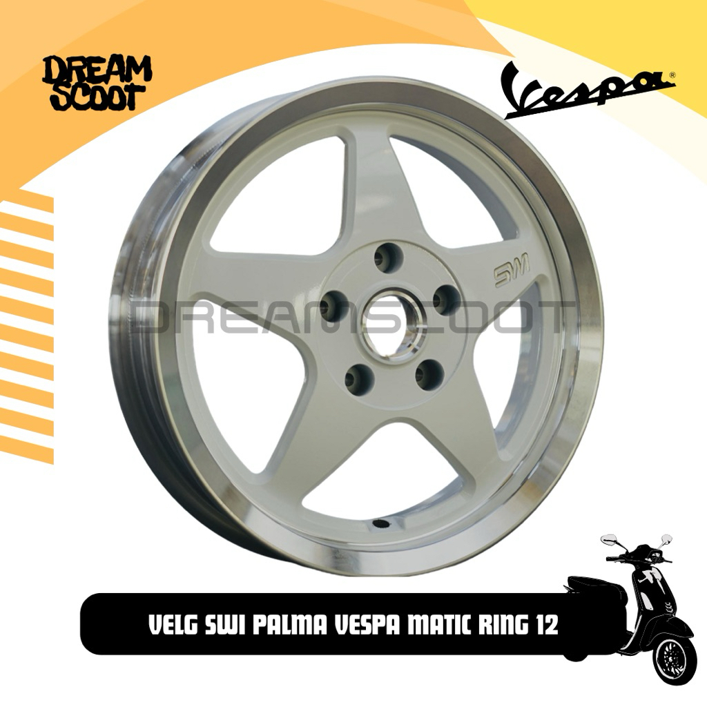 Velg SWI Palma White R12 Vespa Sprint Vespa Primavera Vespa S Vespa LX Velg Vespa Matic Velg Vestic 