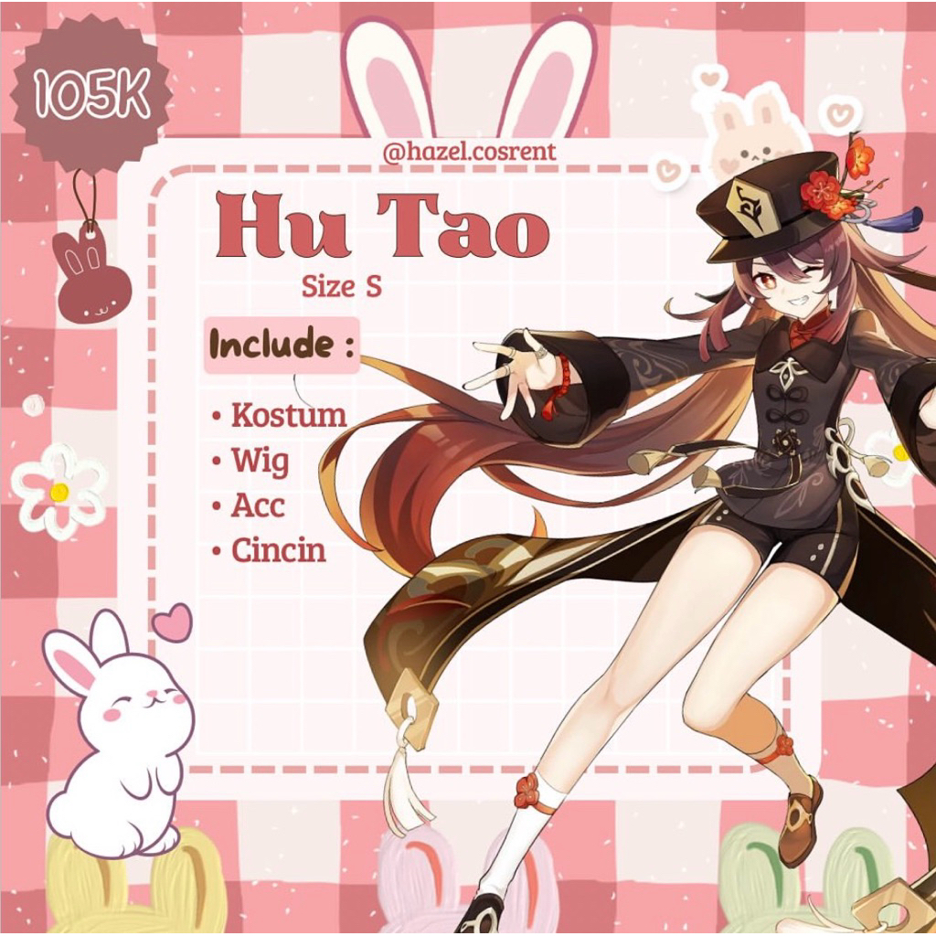 [RENTAL] Hu Tao Genshin impact Game Costume Cosplay Anime Kostum