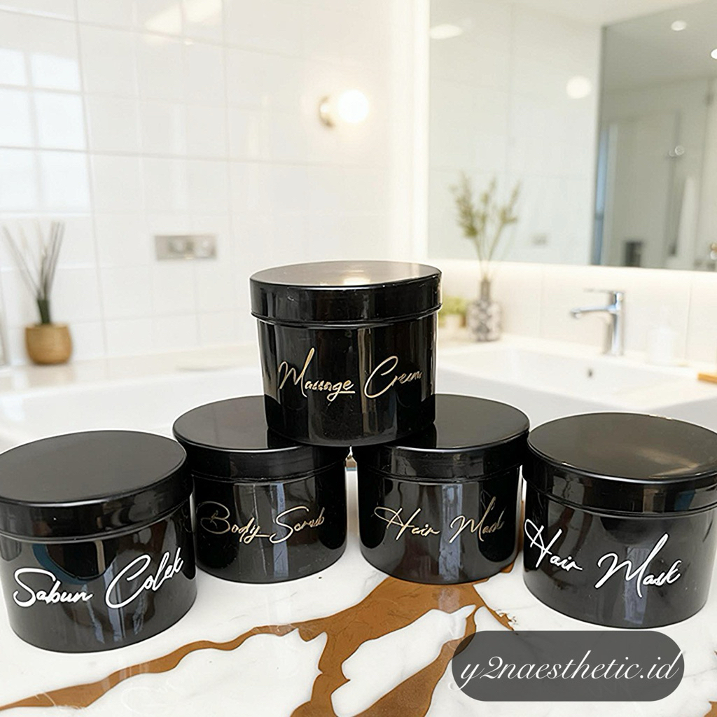 Refill wadah sabun colek jar hitam hair spa body scrub organizer aesthetic
