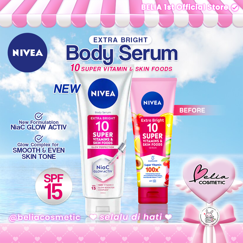 [ BELIA ] NIVEA Extra Bright 10 Super Vit & Skinfood 180ml | Body Serum