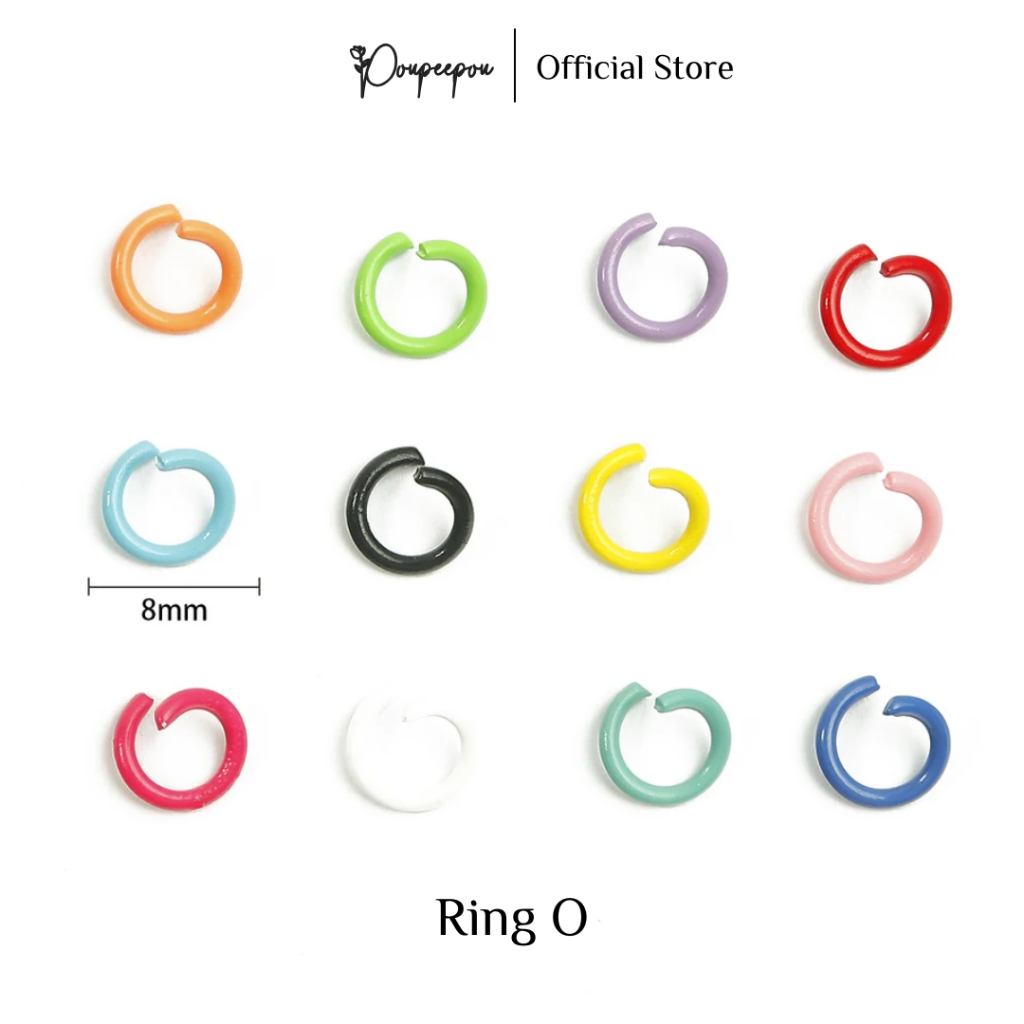 Poupeepou - [30pcs] Ring O Metal Tebal Bulat Warna Warni 8mm Pengait Konektor Gantungan Kunci