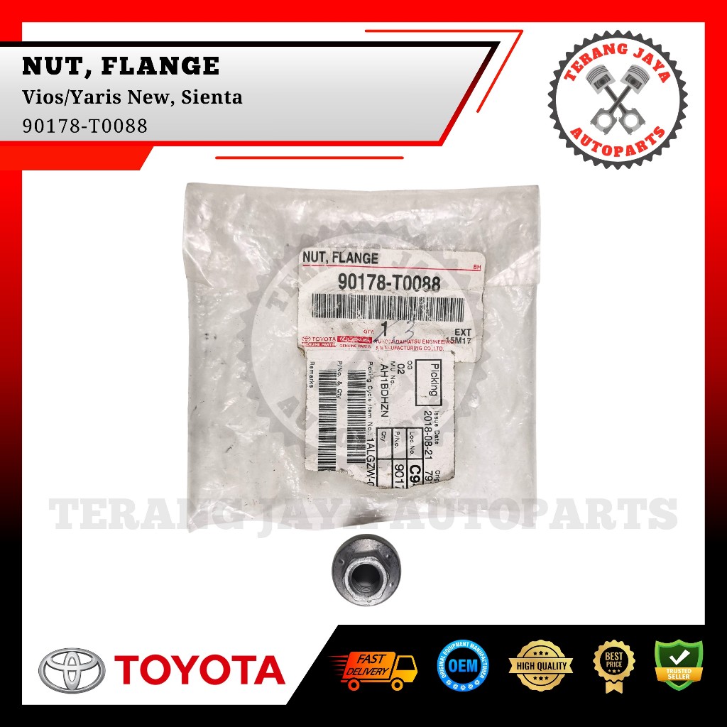 Nut, Flange Joint/Mur Baut Kopel Vios/Yaris New, Sienta 90178-T0088 ASLI