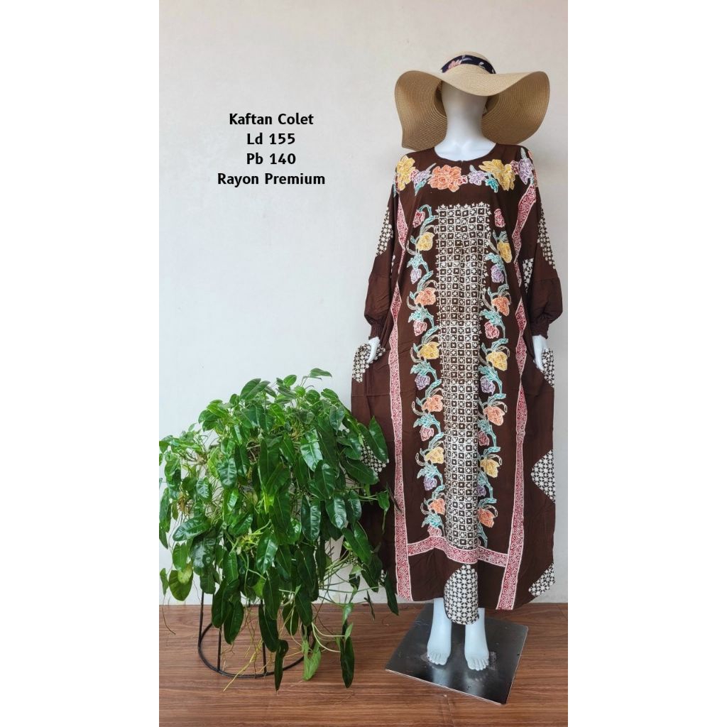 AYOM Kaftan Colet Ld 155 Pb 140 Rayon Premium Jumbo Busui Oversize Dress Gamis Wulu Batik Pekalongan