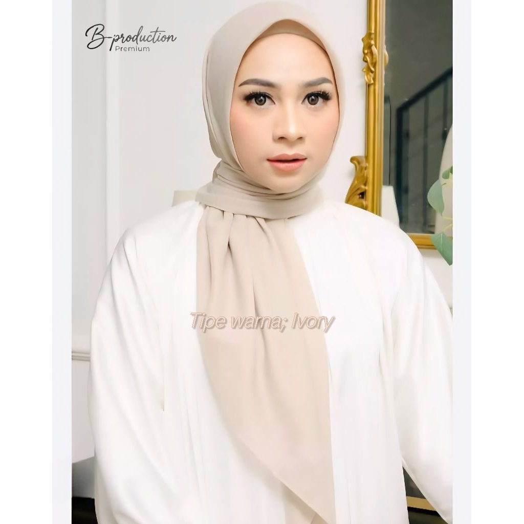 Hijab segiempat pollycotton premium | Hijab bella square | Hijab daily - IVORY