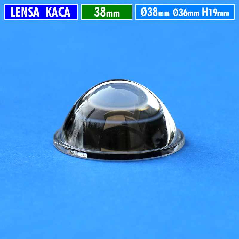 Lensa 38mm Kaca Cembung Datar H.19 Part Lampu Lensa Led 1.5 Inch MCP HPL Cree SST Osram Yinding Bile