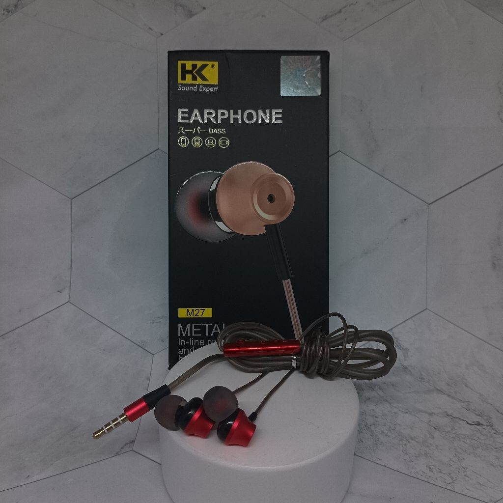 Handsfree HK M27 Stereo Bass Jernih Headset Kabel Mic HD