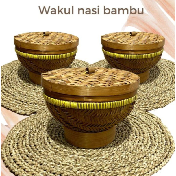 Wakul Bambu + Tutup Cetheng Bambu Bakul Nasi Boboko Bakul Bambu