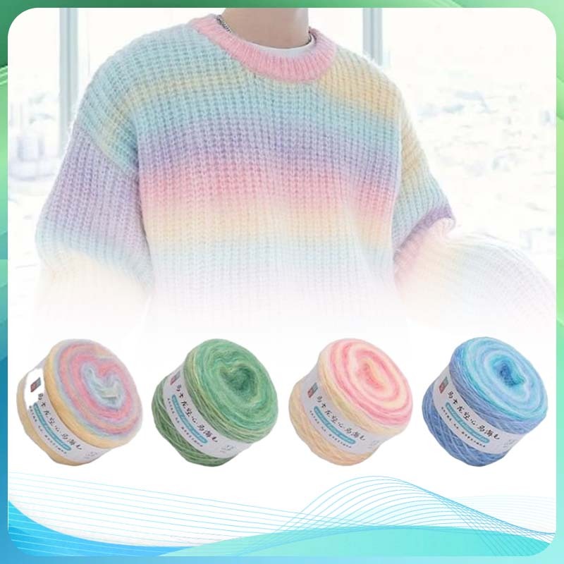 Wearable Ombre Katun Handmade Benang Rajut Mohair Yarn Benang Rajut Lembut Benang Angora Benang Raju