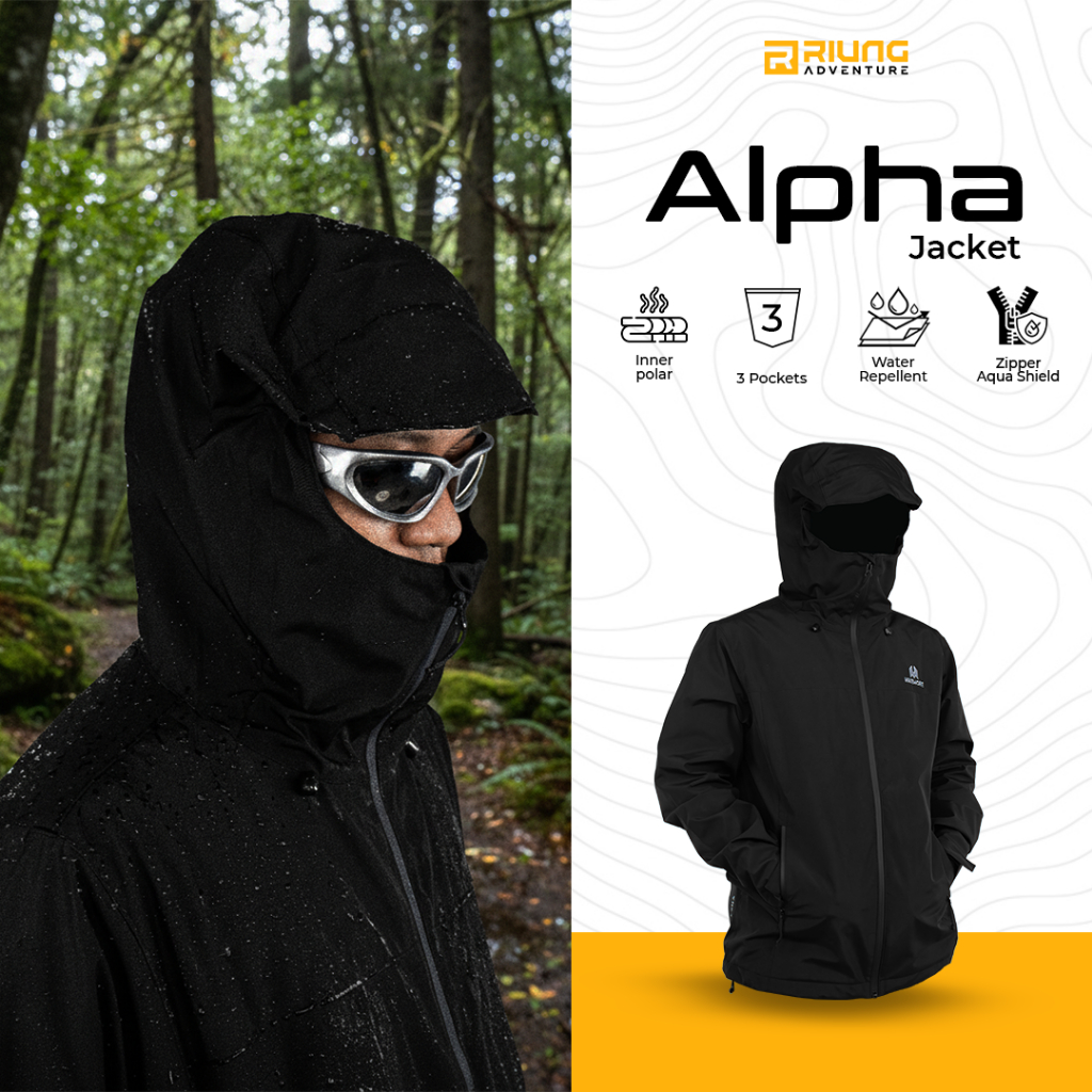 Jaket Outdoor Pria Hikemore Alpha Anti Air Windbreaker Fleece Hangat Jaket Gunung Premium