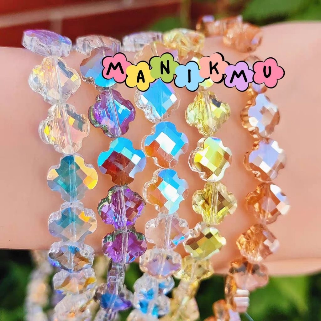 Grosir 30pcs Semanggi 12mm Ceko Premium Manik Clover Kristal Grade AAA Swarovski Mote Monte Reflekti