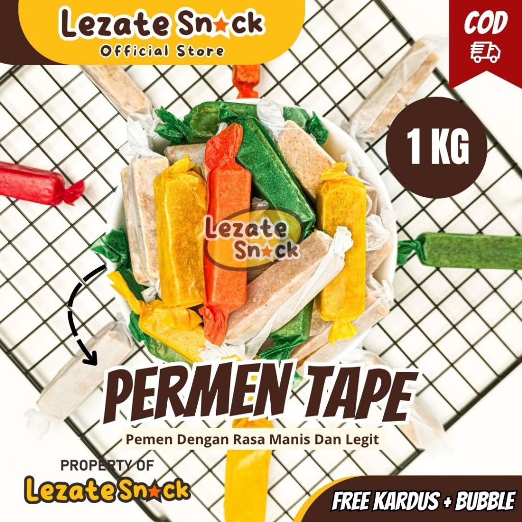 Permen Tape Kiloan 1 KG Suwar Suwir Enak Asli Kediri Permen Tape Jadul / Jenang Tape Singkong