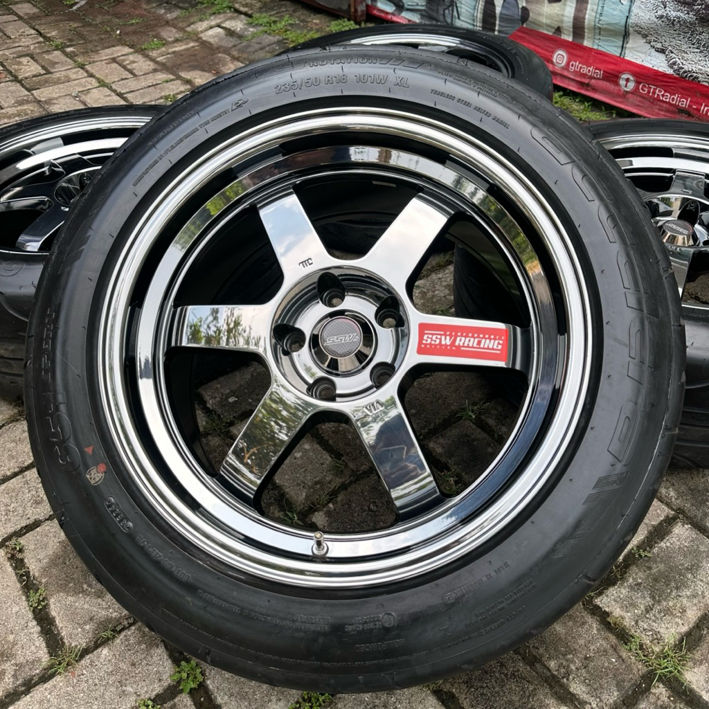 Velg Ring 18 SSW S439LP Innova Zenix Crv Alphard Hrv Venturer TE37 Black Chrome R18