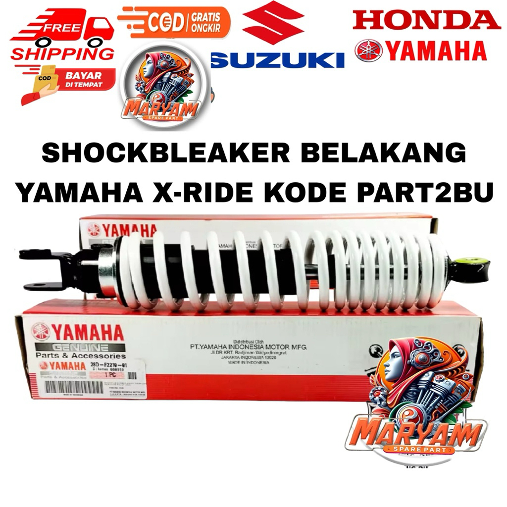 SHOCKBREAKER BELAKANG MOTOR YAMAHA X RIDE 115 , X RIDE 125 WARNA PUTIH KODE PART 2BU