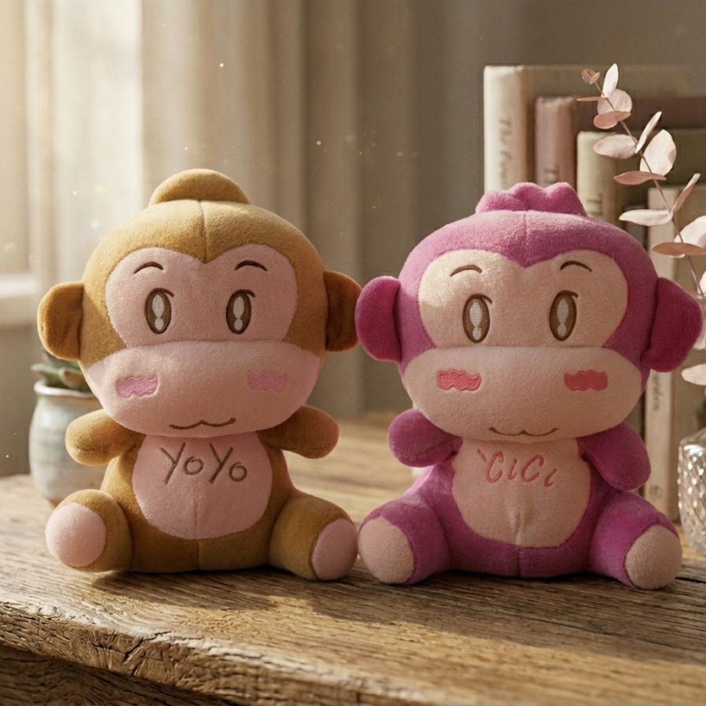 Boneka Monyet Yoyo & Cici Karakter Aesthetic Lucu