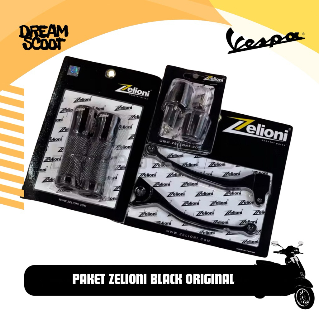 Paket Handgrip zelioni Hitam + Stabilizer zelioni black + Handlerem Zelioni black Vespa sprint Vespa