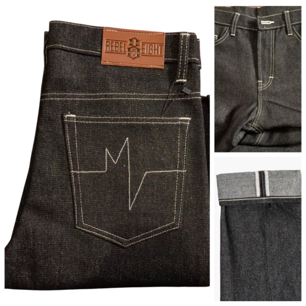 Celana Raw Denim Selvedge Accent Denim Unsanforized Indigo Celana Kaku Bisa Fading
