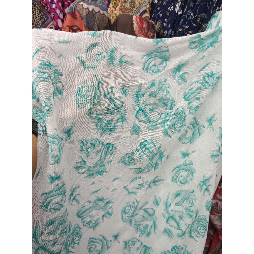 Kain Katun Silky Slub Motif - Kain Katun Meteran Tebaru - Kain Katun Silky Serat Linen - ck