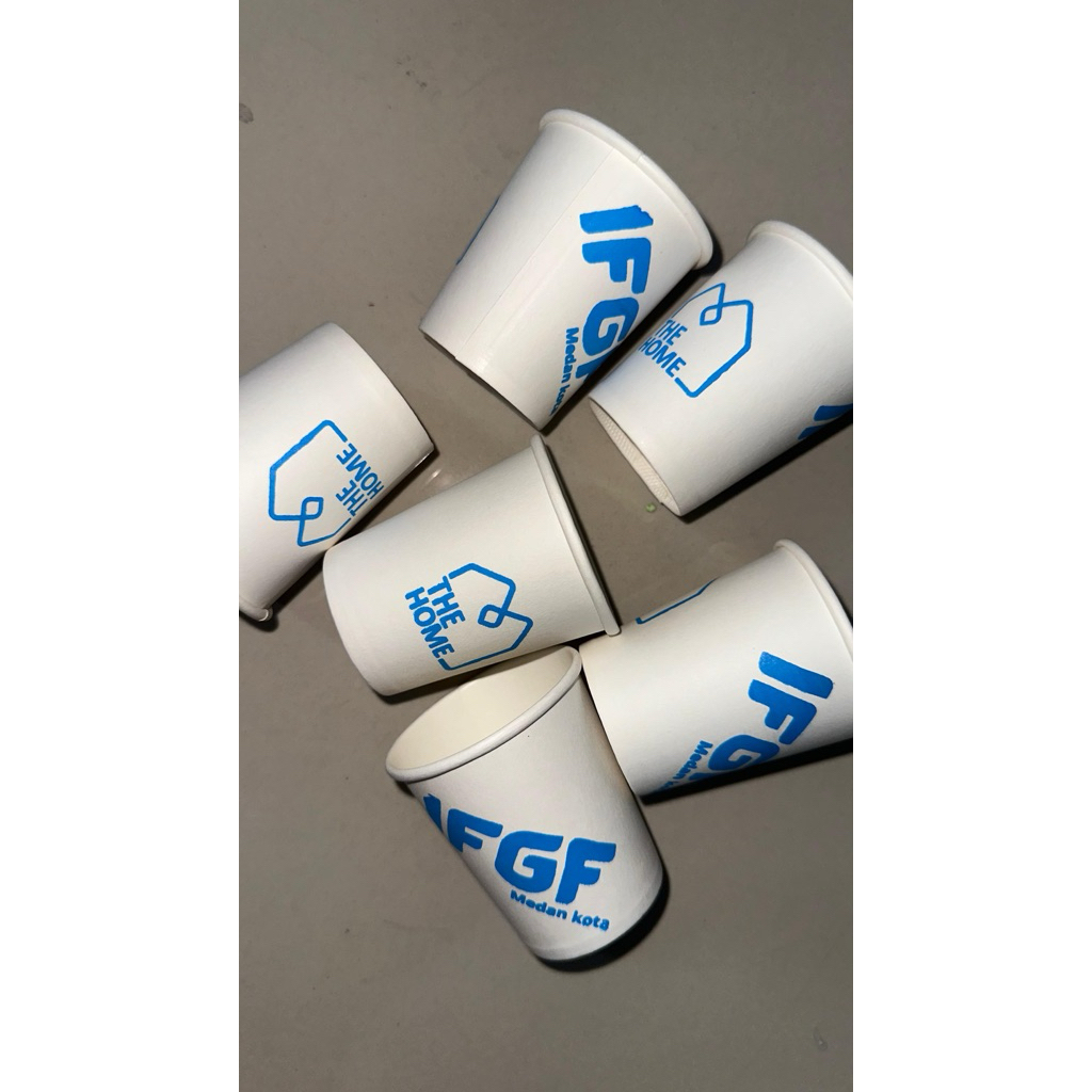 (500pcs) sablon gelas kopi, paper cup 4oz, 6,5oz, 8oz free tutup kopi + pipet kopi