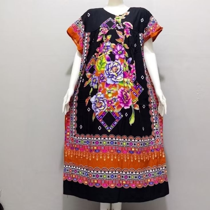 Daster Hengky kancing JUMBO-Daster Hengky motif terbaru daun saga-Daster Rayon premium LD 140