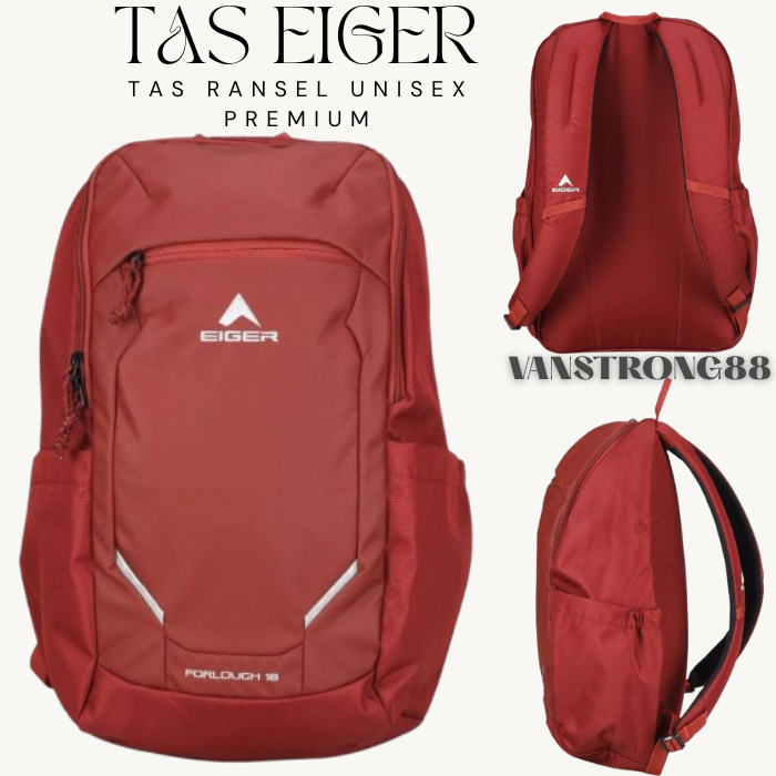 TAS RANSEL EIGER PRIA WANITA WARNA MERAH UKURAN 20L TAS PUNGGUNG TAS SEKOLAH KULIAH LAPTOP KERJA TER