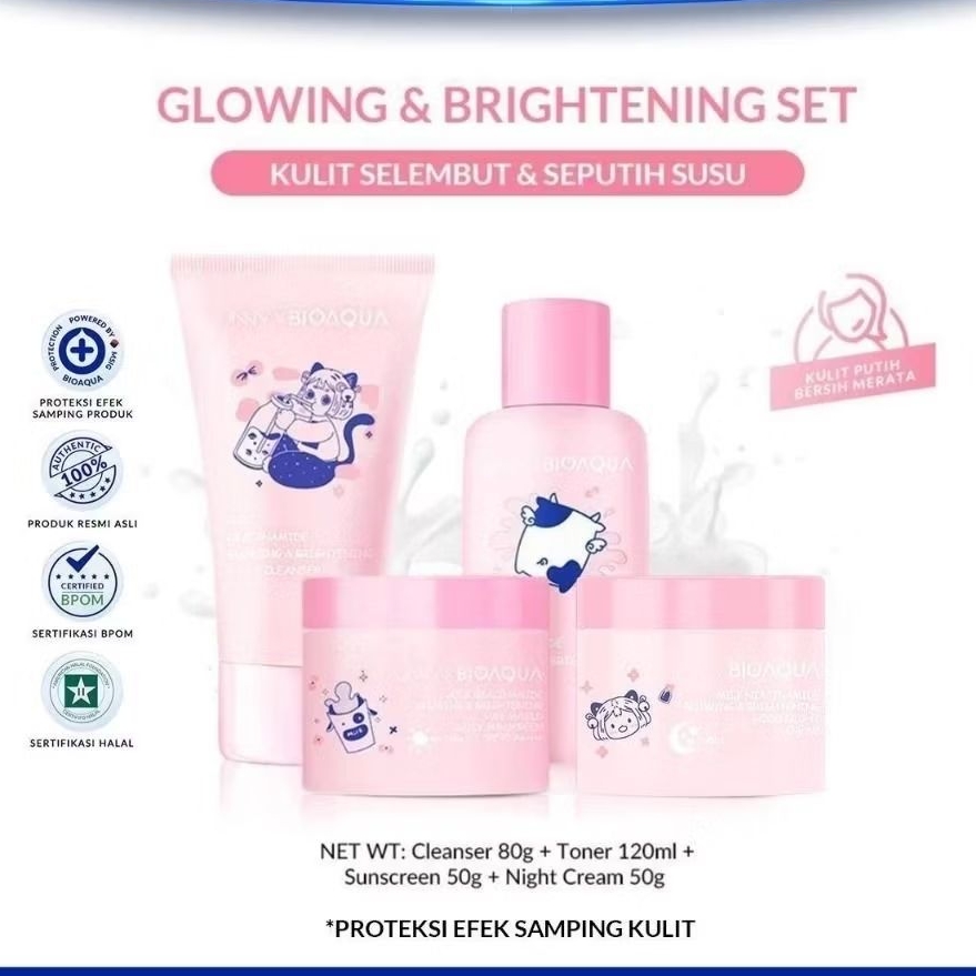 Paket Perawatan Kulit BioAqua Milk Niacinamide - Bersih, Cerah, dan Lembut