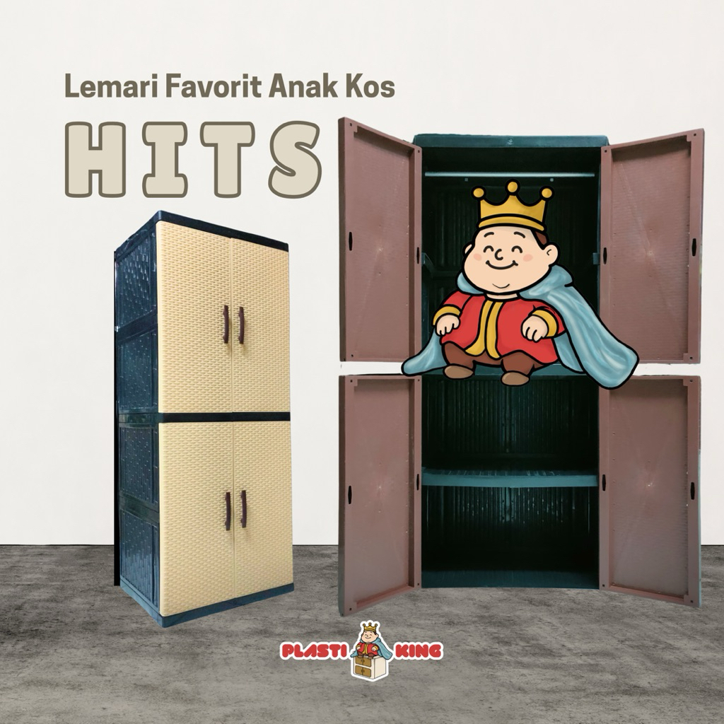 <Plastiking> HITS Lemari Plastik Serbaguna Aesthetic Motif Kayu Lemari Pakaian Lemari Anak Kuat deng
