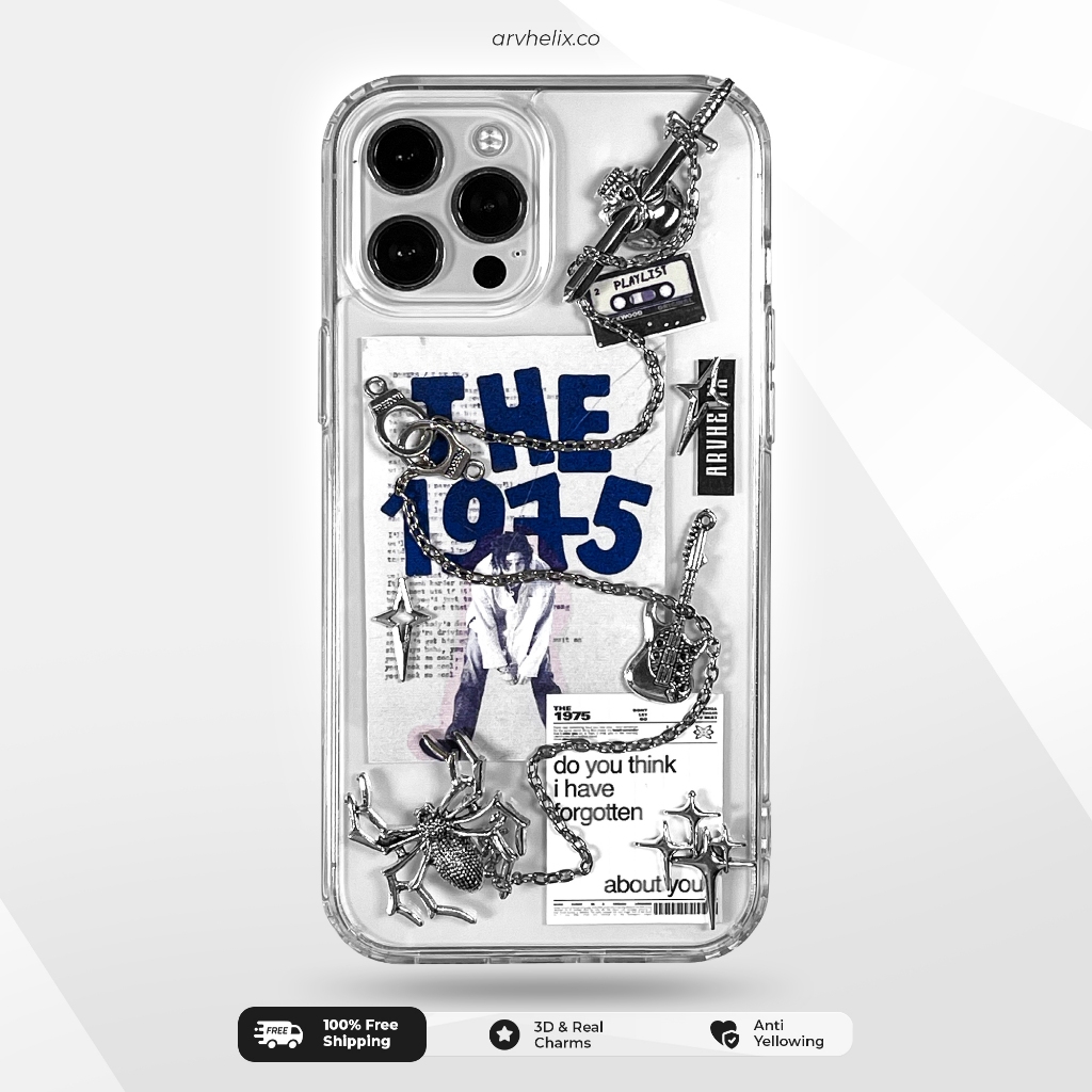 ARVHELIX - THE 1975 Pop Rock Band Case HP Resin Akrilik Motif Unik Gothic Y2K Casing Bening Anti Kun