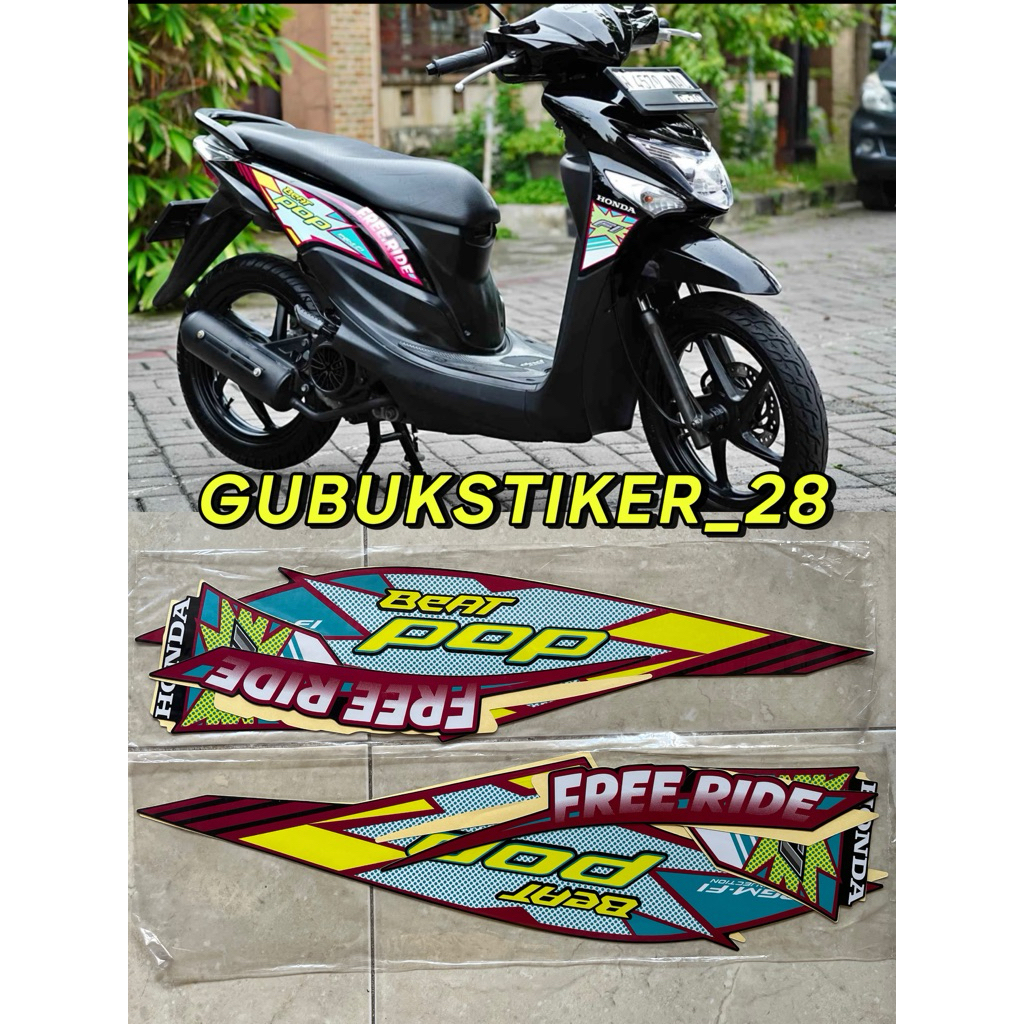 ORIGINAL STRIPING STIKER LIS BODY MOTOR HONDA BEAT POP 2014-2015-2016-2017-2018 HITAM