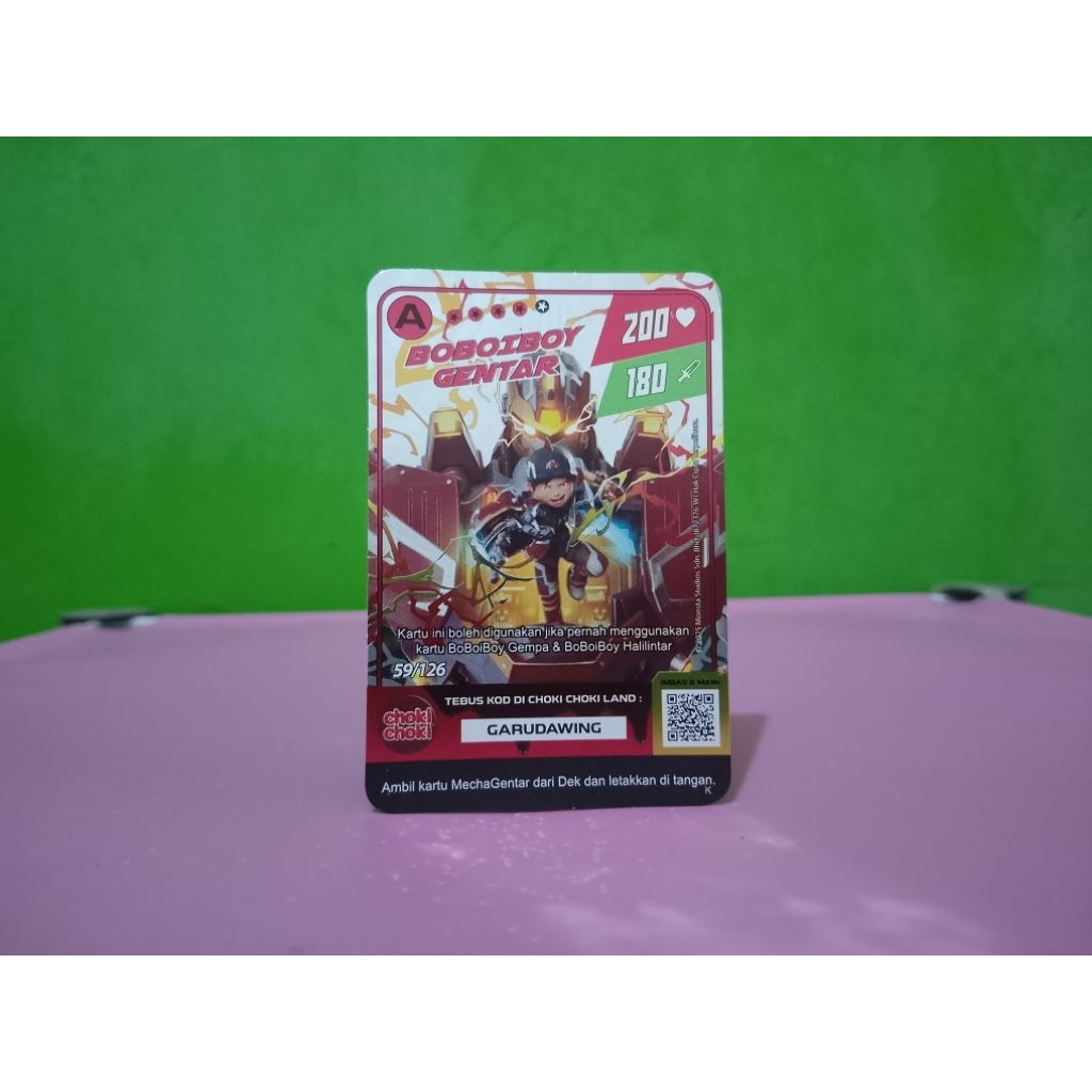 Kartu Monsta Galaxy Card CHOKI-CHOKI x BOBOIBOY - BOBOIBOY GENTAR - A Foil Hologram Murah Retro Vint