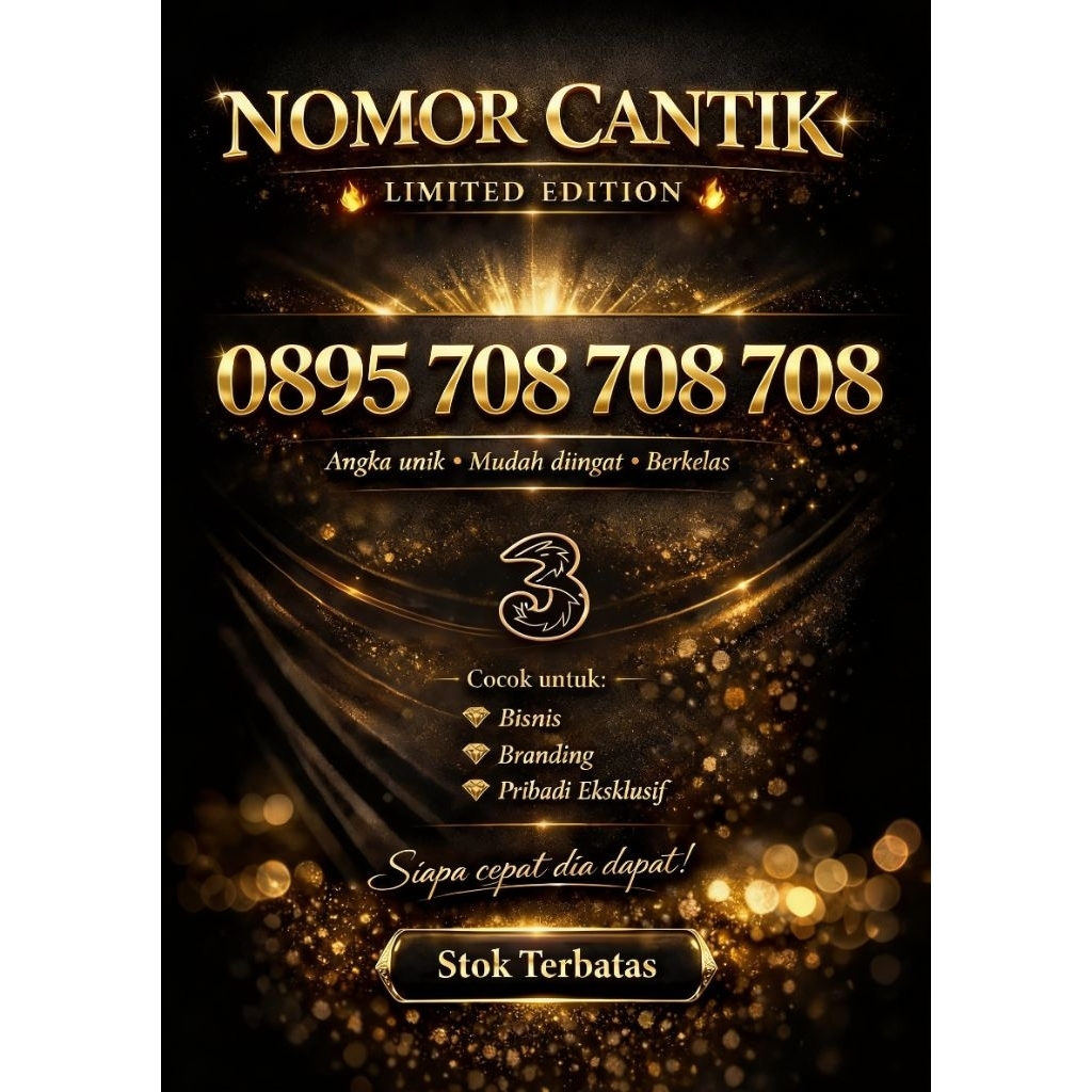 Nomor Cantik Premium Spesial Kartu Three Indosat varian triple ABC Limited Edition Berkualitas 708 7