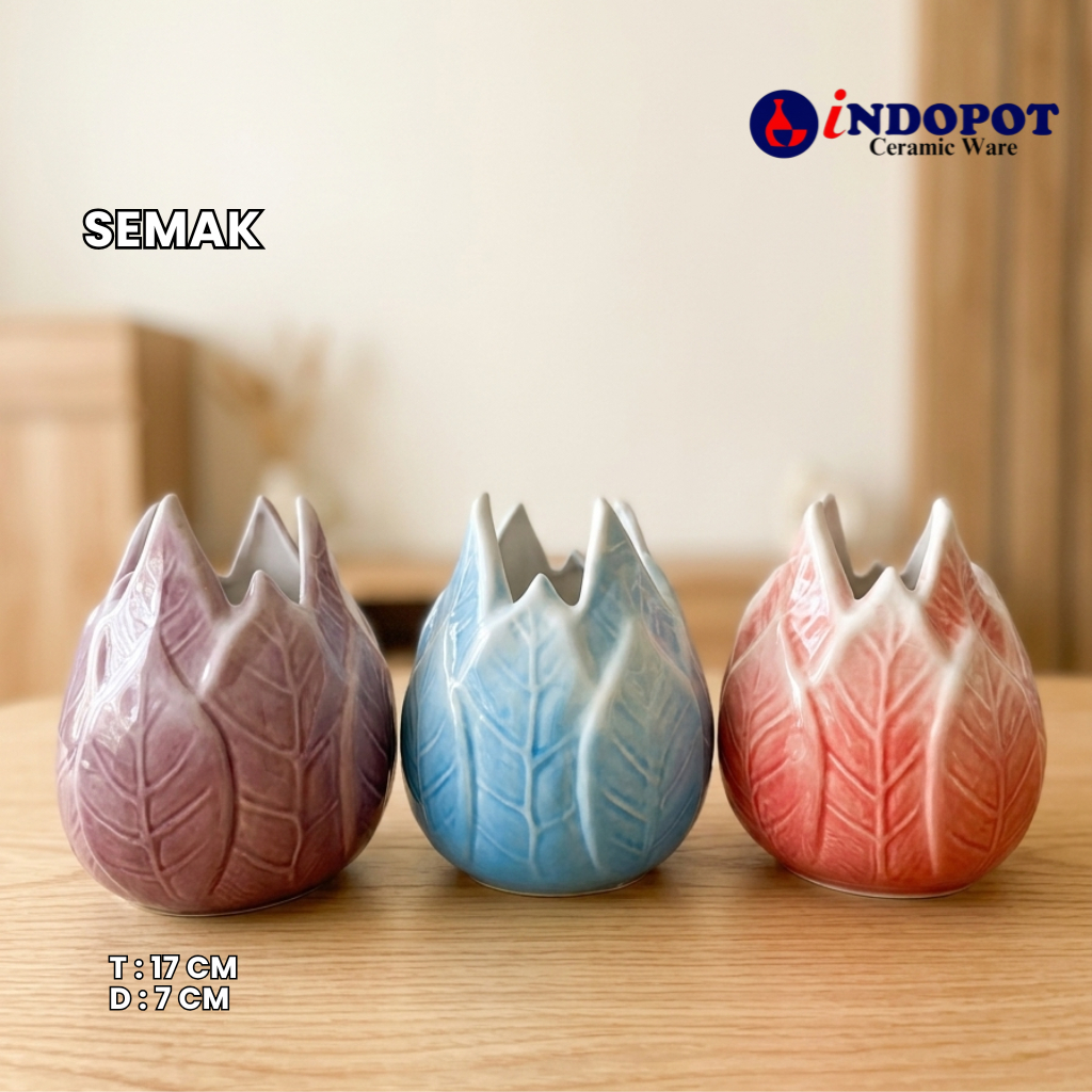 INDOPOT Pot Keramik Model Semak | Pot unik bisa untuk dekorasi rumah berbagai tanaman bunga / anggre