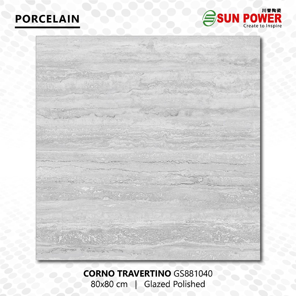 SUN POWER Corno Travertino  80x80 | 80x40 Glossy Polished - Granit Tiles Lantai & Dinding Sun Power 