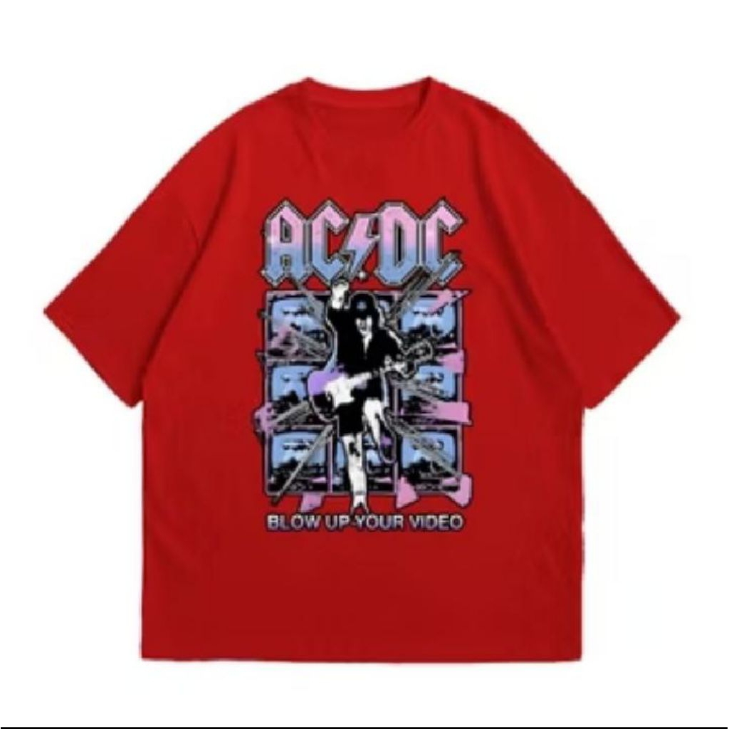 Kaos Streetwear Acdc Desain Premium Katun Tebal/ Harga Murah Kaos Pria Wanita Terbaru Lengan Pendek